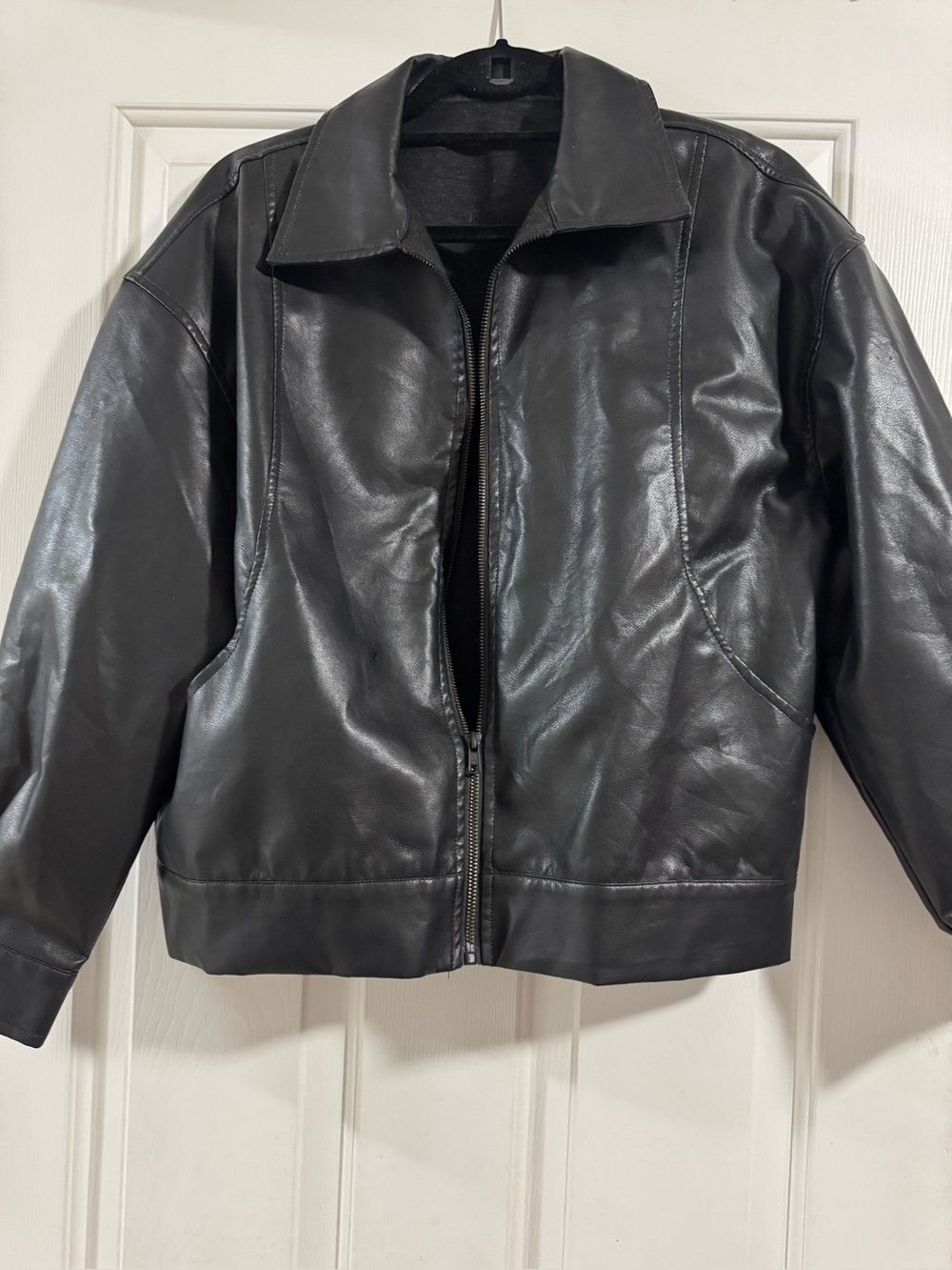 Black faux Leather Zip-Front women’s Jacket